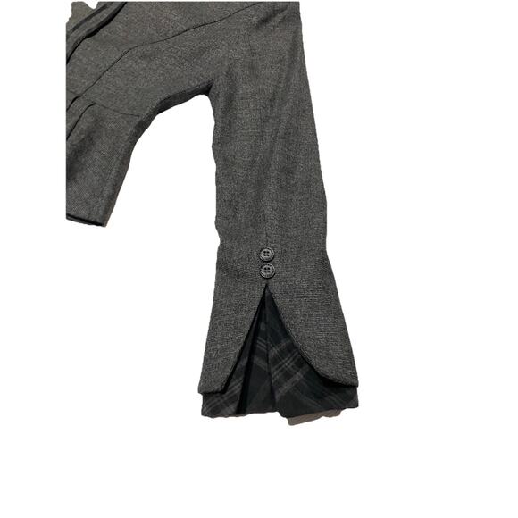 Bebe Jacket Womens 6 Charcoal Blazer 2 Button Tweed Texture Plaid Trim Peplum - Picture 15 of 16